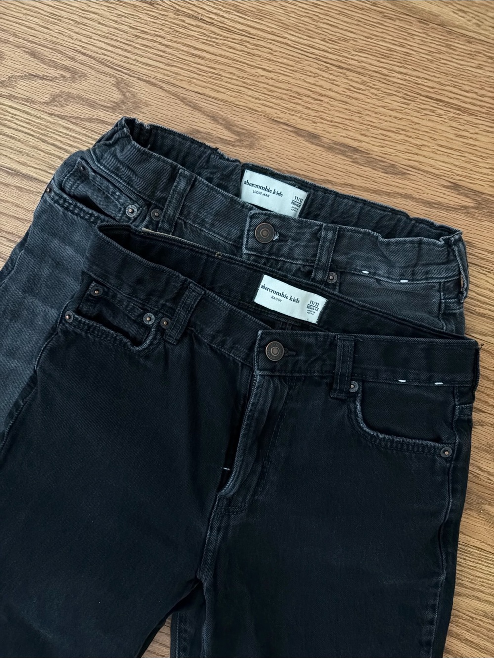 abercrombie kids Black charcoal set of 2 boy youth Jean denim